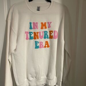 Gildan White Sweater with Colorful Graphic